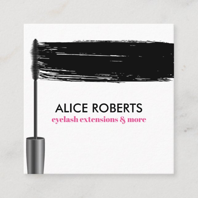 Mascara Strokes Eyelashes Erweiterung Brow Bar Quadratische Visitenkarte (Vorderseite)