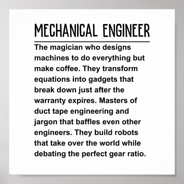 Maschinenbauingenieur Poster (Vorne)