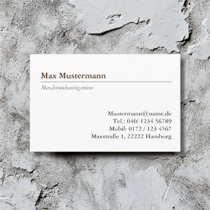 Maschinenbauingenieur Visitenkarte
