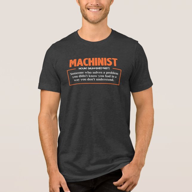 Maschinendefinition Orangefarbene weiße Typografie Tri-Blend Shirt (Vorderseite)
