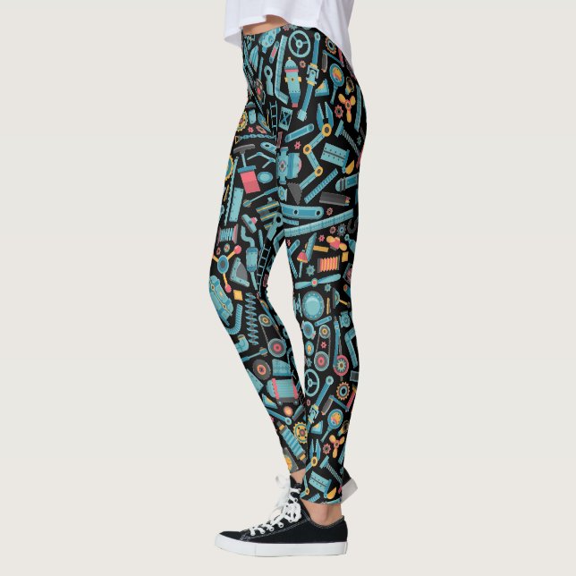 Maschinenelemente Nahtloses Muster Leggings (Links)