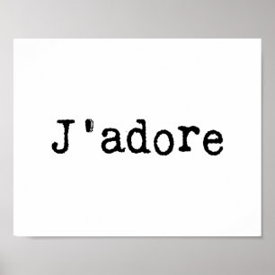Maschinengeschriebenes J'adore Poster