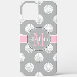 Maschinenhälftenseashells-Monogramm lt-Gray | rosa Case-Mate iPhone Hülle