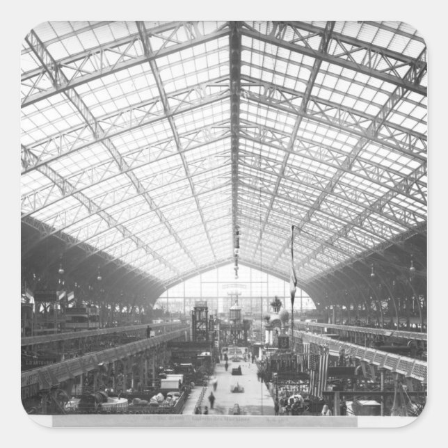 Maschinenhalle, Universelle Ausstellung Quadratischer Aufkleber (Vorderseite)