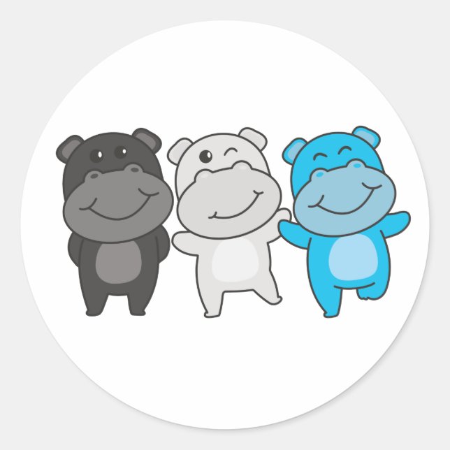 Mascic Flag Pride Lgbtq Cute Hippo Classic Round S Runder Aufkleber (Vorderseite)