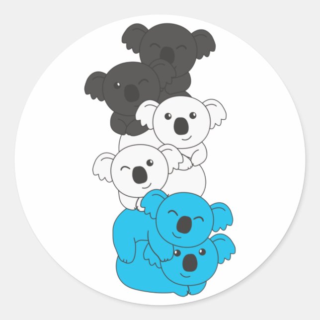 Mascic Flag Pride Lgbtq Niedlich Koala Pile Classi Runder Aufkleber (Vorderseite)