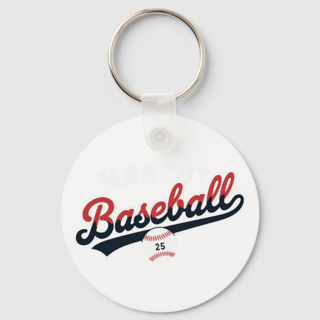 Mascot Baseball Retro-Logo Schlüsselanhänger (Vorderseite)