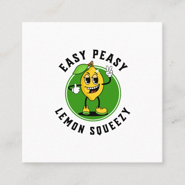 Mascot Lemon Quadratische Visitenkarte (Vorderseite)
