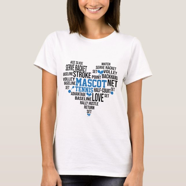 Mascot Tennis Word Art Typografie T-Shirt (Vorderseite)