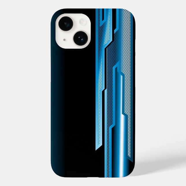 Masculine Abstrakt Sky Blue Black Design Case-Mate iPhone Hülle (Rückseite)