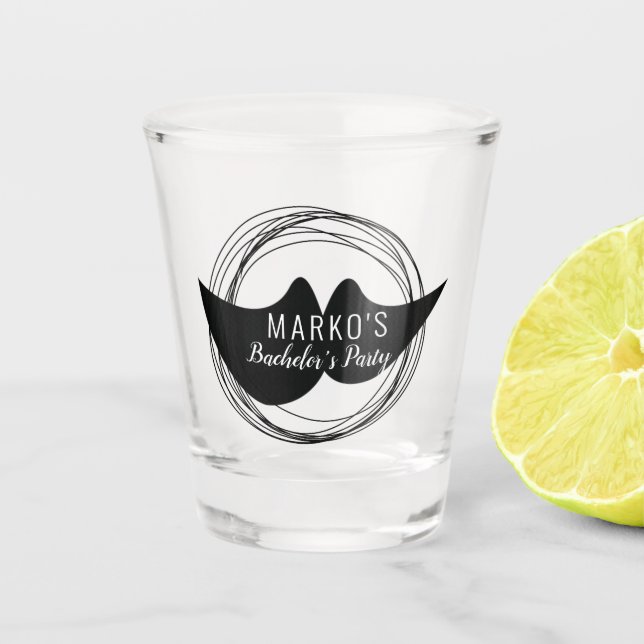 Masculine Bachelor Party Mustache Shot Glass Schnapsglas (Vorderseite)