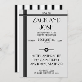 Masculine Black and Gray Hochzeit Einladung