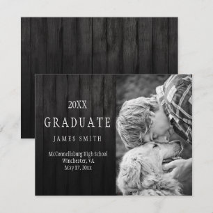Masculine Black Barn Wood Foto Abschluss Einladung