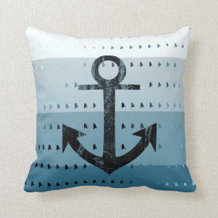Masculine Blue Anchor Nautical Design Kissen