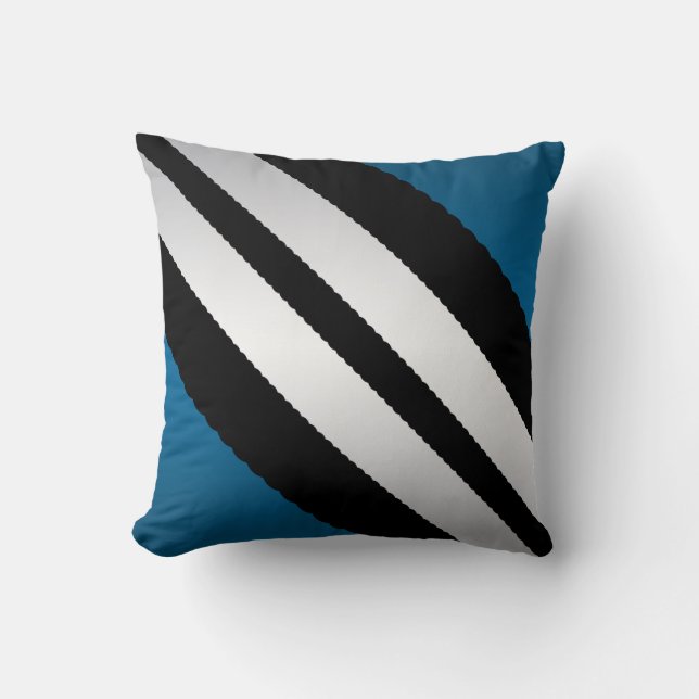 Masculine Blue Black Gray Streifen Design Kissen (Vorderseite)