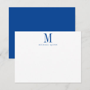 Masculine Business ProfessionaI Blue Monogram Mitteilungskarte