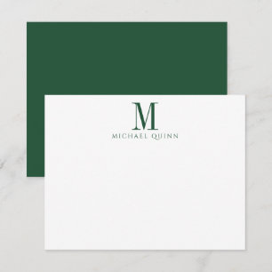 Masculine Business ProfessionaI Green Monogram Mitteilungskarte
