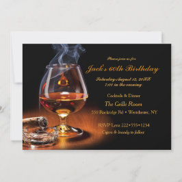 Masculine Cigars & Brandy Cognac Snifter Monogram Einladung