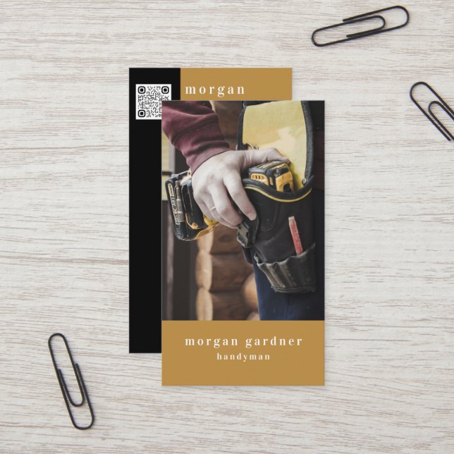 Masculine Contractor Tools Handyman Visitenkarte (Vorderseite/Rückseite Beispiel)