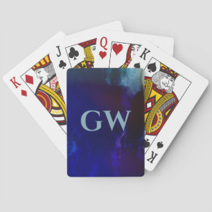 Masculine Dark Blue Abstrakt Monogram Spielkarten