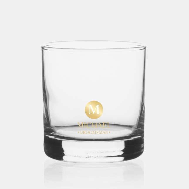 Masculine Gold Personalisierte Trauzeugen Whiskyglas (Vorderseite)