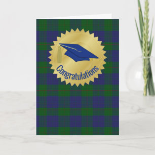 Masculine Kariert und Mortarboard Cap Abschluss Karte
