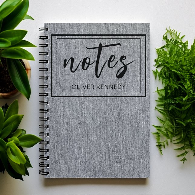 Masculine Light Grey Denim Print Classic Spiral Notizblock (Von Creator hochgeladen)