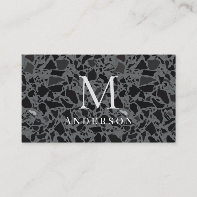 Masculine Marble Double Monogram Business Card Visitenkarte (Vorderseite)