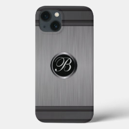 Masculine Monogram Black Steel Metallic Look Case-Mate iPhone Hülle