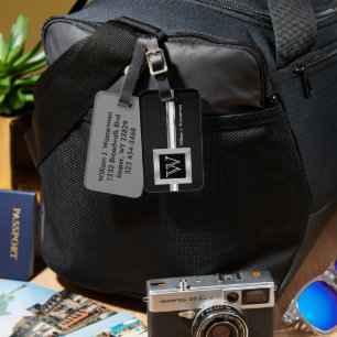Masculine Monogram Führungskraft Style - Black Lea Gepäckanhänger