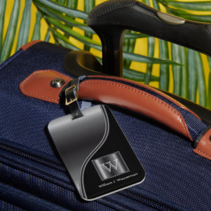 Masculine Monogram Style Black Imitats Steel Gepäckanhänger