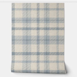 Masculine Muted Blue Plaid w/ Linen Texture Tapete