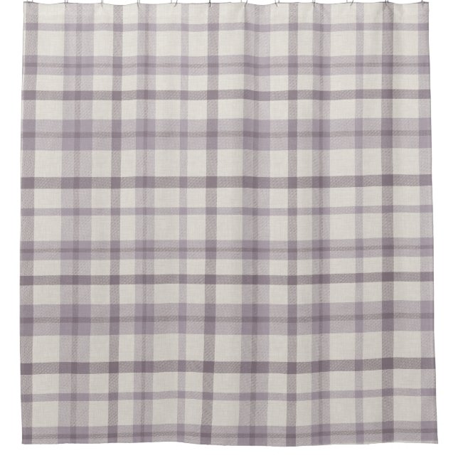 Masculine Muted Purple Plaid w/ Linen Texture Duschvorhang (Vorderseite)