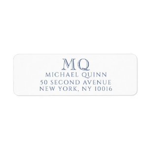 Masculine Navy Blue Initials Rücksendeadresse