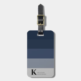 Masculine Navy Blue Ombre Gray Classic Monogram Gepäckanhänger