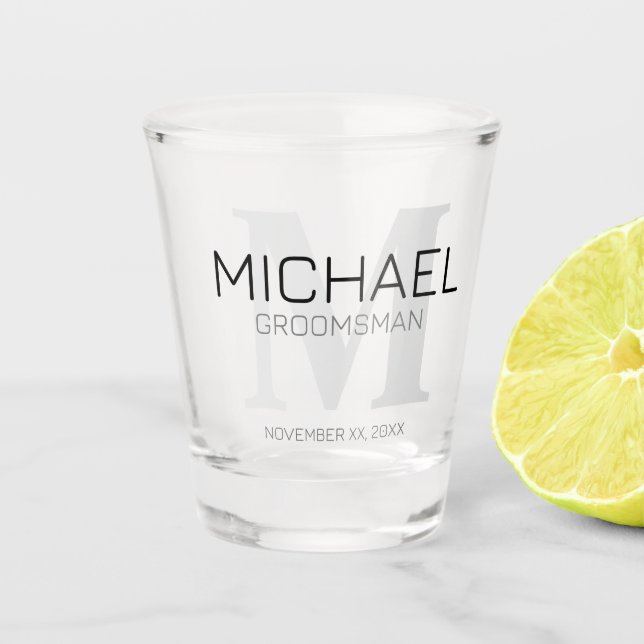 Masculine Personalisiert Monogramm und Name Trauze Schnapsglas (Vorderseite)