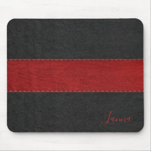Masculine, rot und schwarz Leder, Monogramm-Maus-P Mousepad