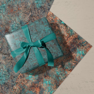 Masculine Rust Turquoise Patina Design Wrappine Geschenkpapier Set