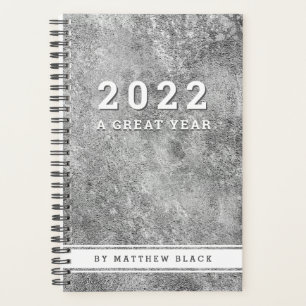 Masculine Silver Grunge Mens Businessman Plan 2022 Planer