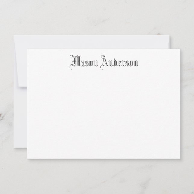 Masculine Vintage Script Monogram Note Card Mitteilungskarte (Vorderseite)