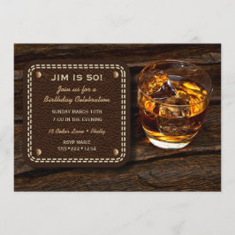 Masculine Whiskey Scotch Wood Leather Einladung