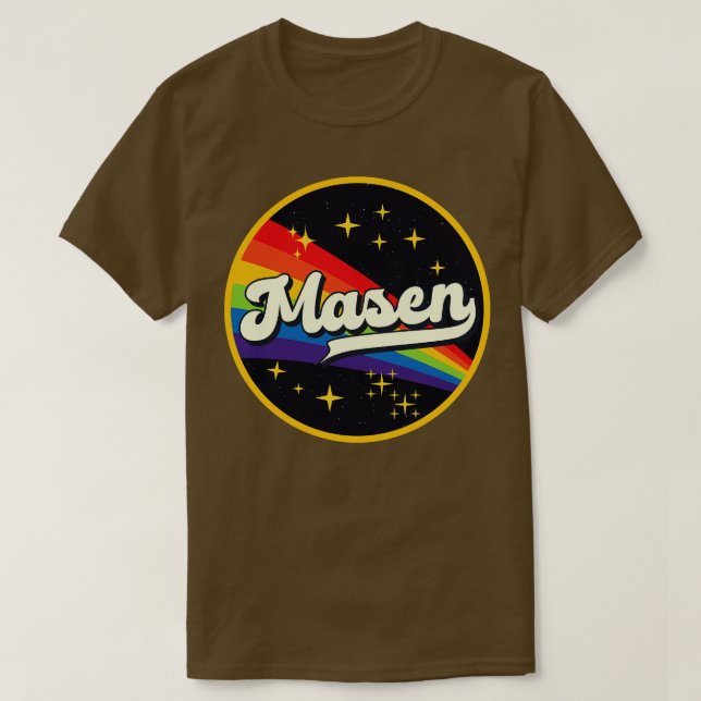 Masen Rainbow im Vintagen Stil T-Shirt (Design vorne)
