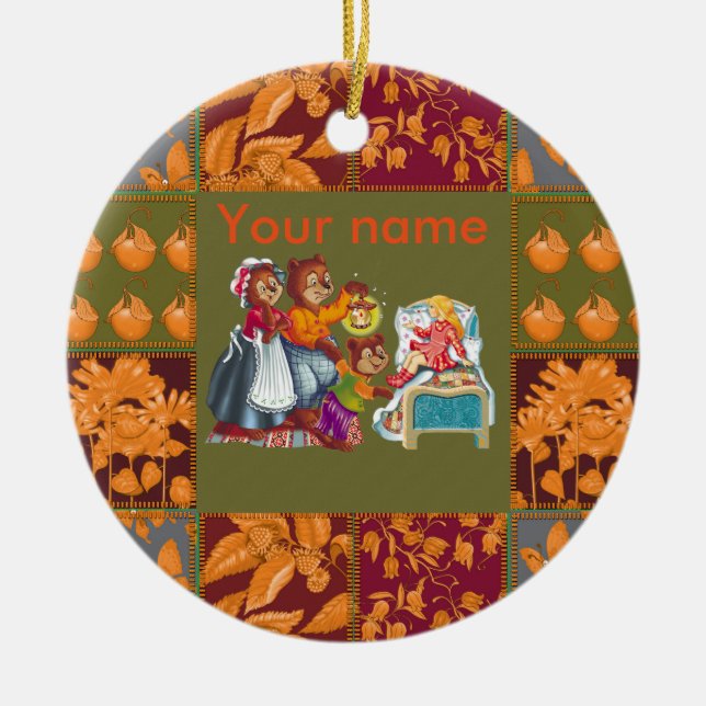 Masha und 3 Märchenbären Keramik Ornament (Vorne)