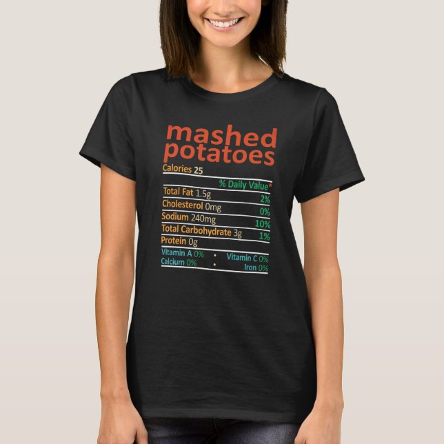 Mashed Potato Nutrition Fakten Retro Vintag T-Shirt (Vorderseite)