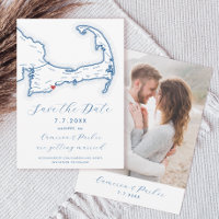 Mashpee MA Cape Cod Map Navy Blue Wedding