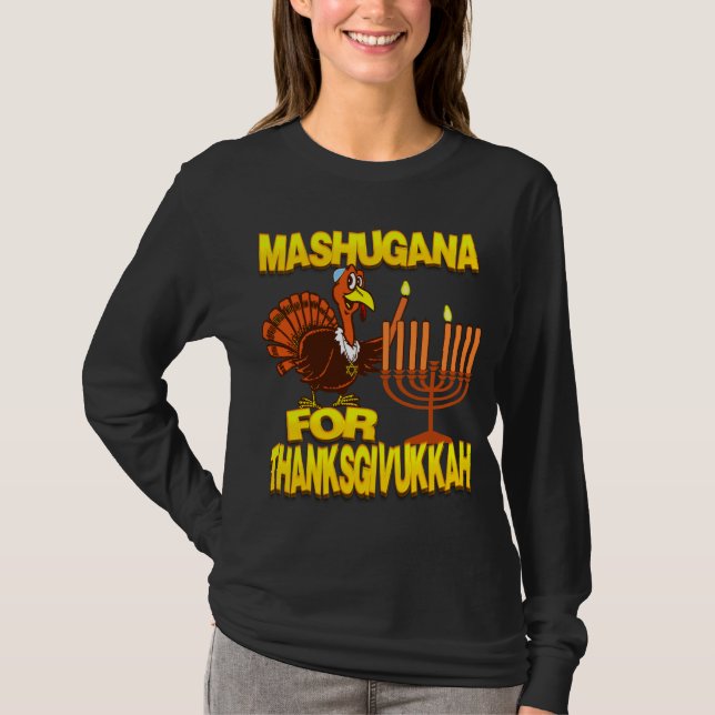 Mashugana für Thanksgivukkah die Türkei Menorah T-Shirt (Vorderseite)