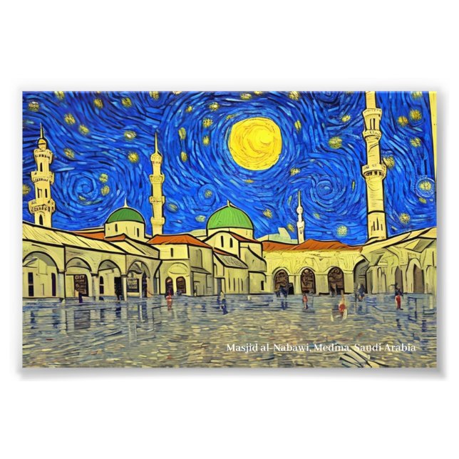 Masjid al-Nabawi, Medina, Saudi-Arabien auf einem  Fotodruck (Vorne)