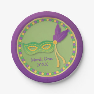 Mask and Beads Mardi Gras Party Supplies Pappteller