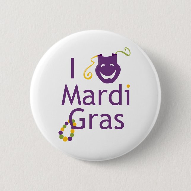 Mask I Liebe Mardi Gras Button (Vorderseite)