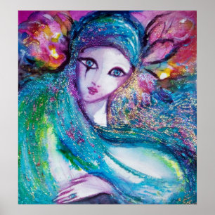 MASK IN BLAU / Venezianischen Maskenfassaden Poster